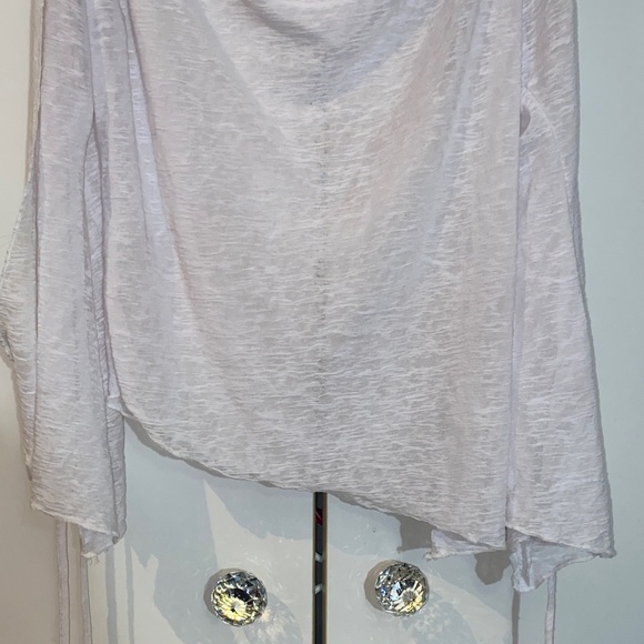 Vintage White Women's Cut Out Blouse with Draped Neckline - Picture 15 of 17